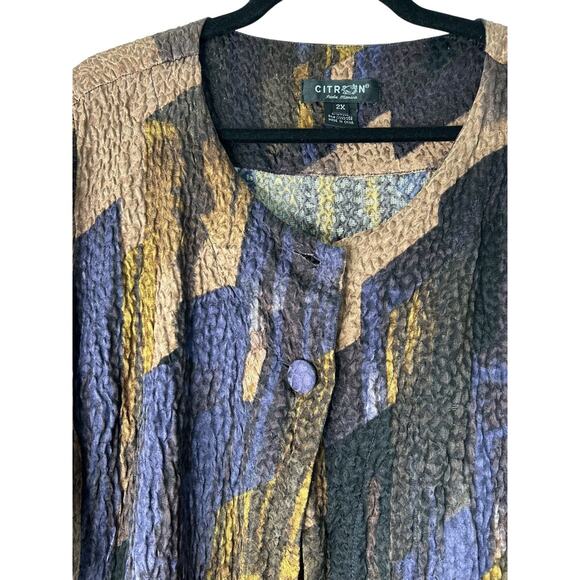 Citron Santa Monica 2 Button Blazer Size 2X Abstract Multicolor Textured Jacket - Picture 2 of 11